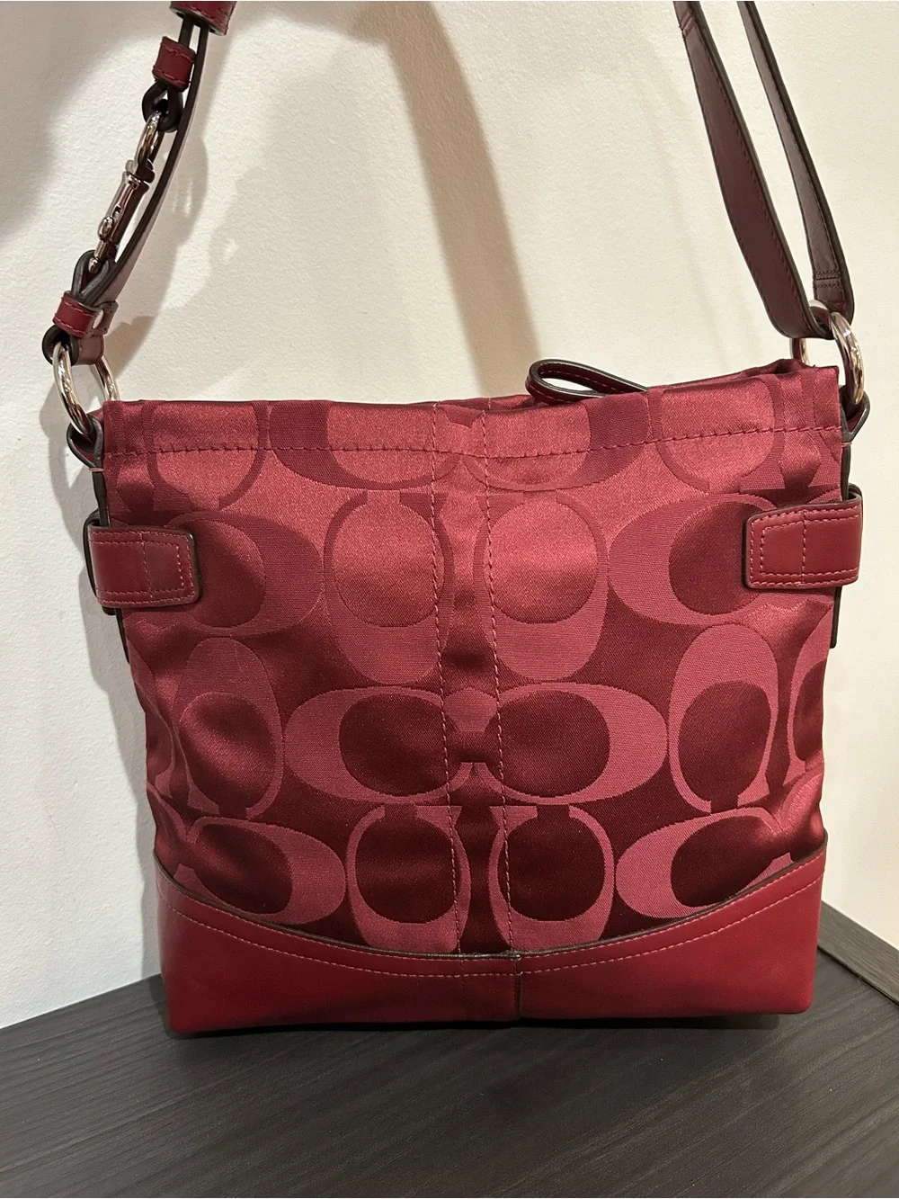 Coach Signature Sateen Chain Convertible Duffle/Shoulder Bag (Style F18862)